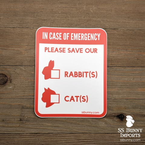 Please save our rabbits and cats, in case of emergency sticker