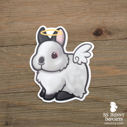 Himalayan dwarf rabbit angel sticker - halo, wings