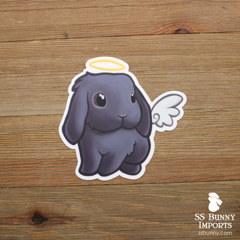 Blue lop rabbit angel sticker - halo, wings