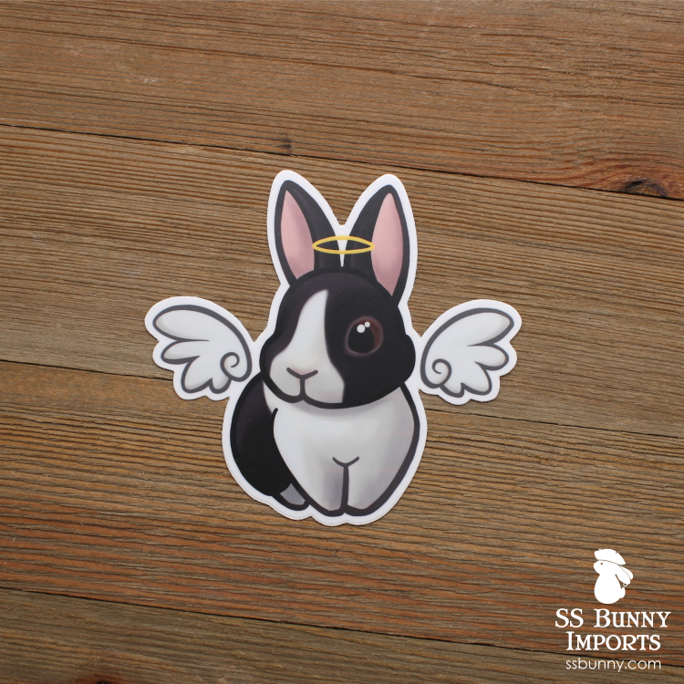 Black Dutch rabbit angel sticker - halo, wings – SS Bunny Imports