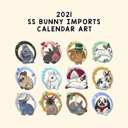 2021 monthly bunny calendar art prints