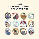 2021 monthly bunny calendar art prints