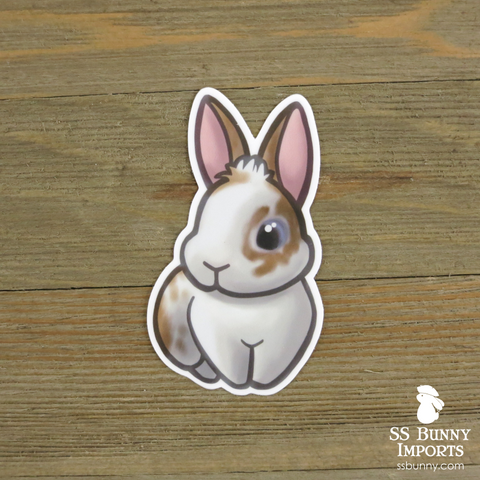 Broken orange rabbit sticker - fluff, blue-eyed