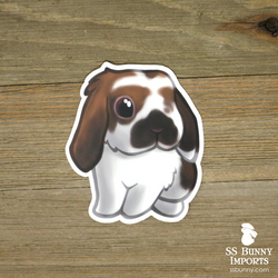 Broken chocolate tort lop rabbit sticker - white tip ear