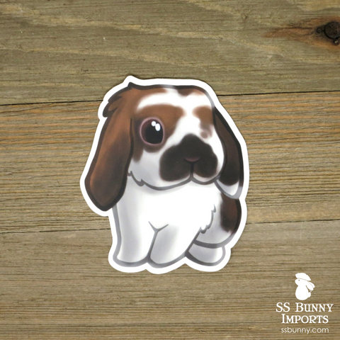 Broken chocolate tort lop rabbit sticker - white tip ear
