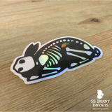 X-ray bunny sticker with carrot - holographic