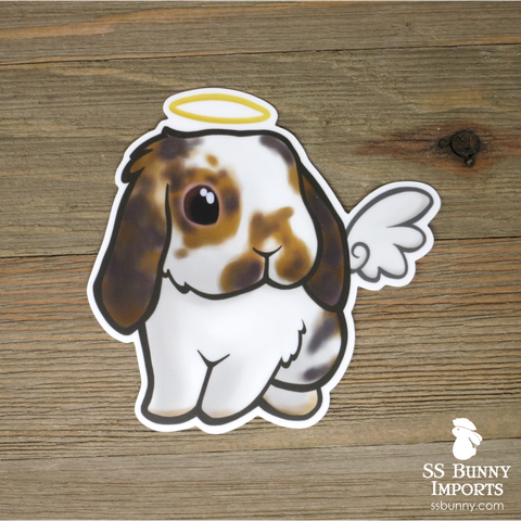 Broken orange lop rabbit angel sticker - halo, wings