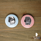 Single bunny pinback button - existing rabbit design, custom name