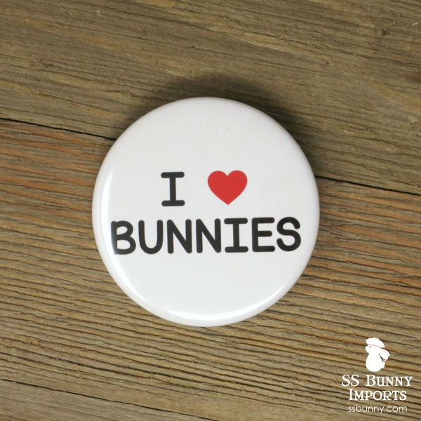 I love bunnies pinback button