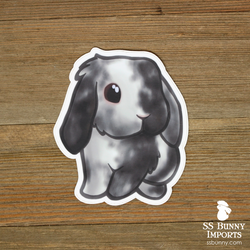 Black magpie harlequin lop rabbit sticker