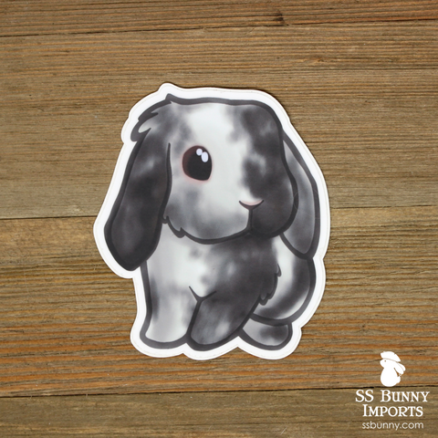 Black magpie harlequin lop rabbit sticker