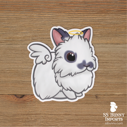 Charlie blue lionhead rabbit angel sticker - halo, wings