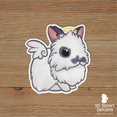 Charlie blue lionhead rabbit angel sticker - halo, wings