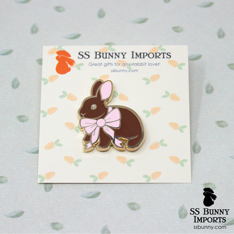 Bunny with bow hard enamel pin