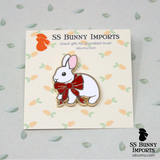 Bunny with bow hard enamel pin