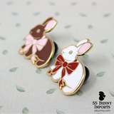 Bunny with bow hard enamel pin