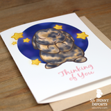 Thinking of You card - Harlequin lop