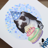 Hoppy Birthday card - lop w/ party hat and cake
