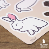 Radar-eared bunnies sticker sheet - large variety