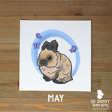 2021 monthly bunny calendar art prints