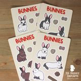 Radar-eared bunnies sticker sheet - large variety