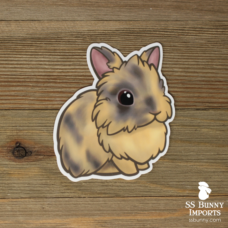 Blue Japanese harlequin lionhead sticker - Sam – SS Bunny Imports
