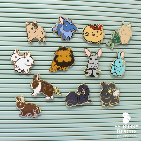 Full set of 12x bunny horoscope hard enamel pins