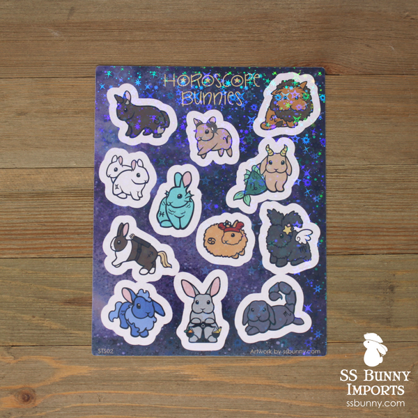 Bunny horoscope holographic sticker sheet - STS02