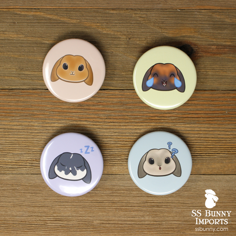 Lop bunny emote pinback buttons