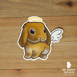 Orange lop rabbit angel sticker - halo, wings
