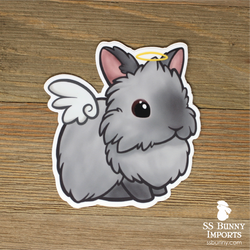 Smoke pearl lionhead rabbit angel sticker - halo, wings