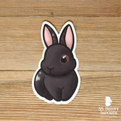 Black rabbit sticker - white spots, Jasper