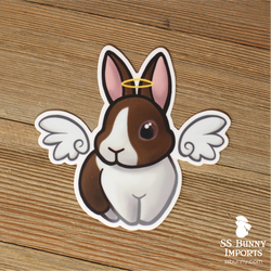 Chocolate Dutch rabbit angel sticker - halo, wings