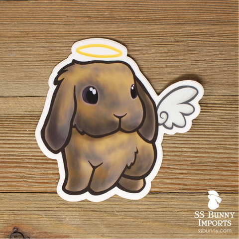 Blue tort lop rabbit angel sticker - halo, wings