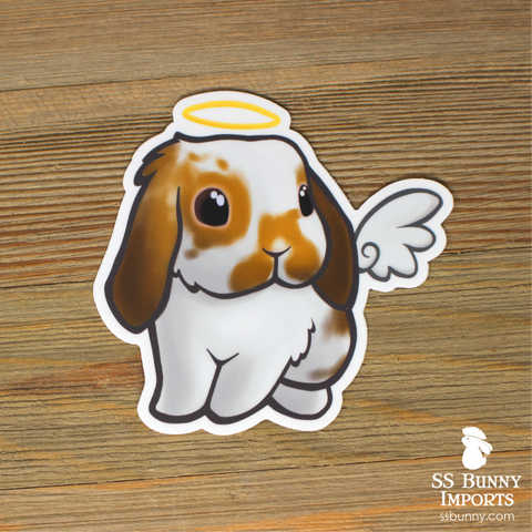 Broken orange lop rabbit angel sticker - halo, wings
