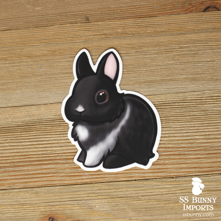 Black vienna-marked dwarf rabbit sticker, brown-eyed – SS Bunny