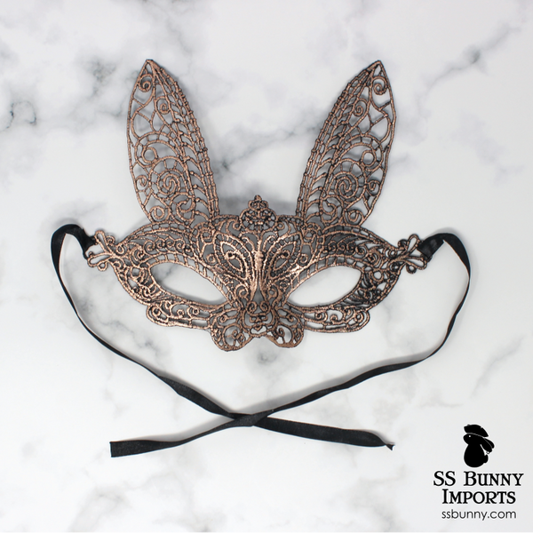 Lace bunny masquerade mask - copper