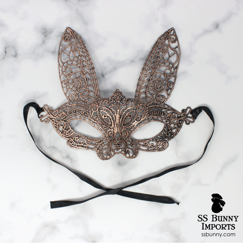 Lace bunny masquerade mask - copper