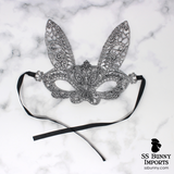 Lace bunny masquerade mask - silver