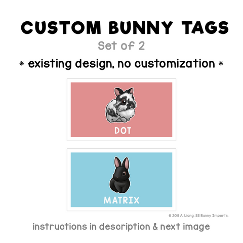 Custom bunny tags - set of 2, existing rabbit designs