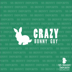 Crazy bunny guy decal, full text