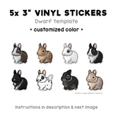 Custom 5x dwarf rabbit vinyl stickers