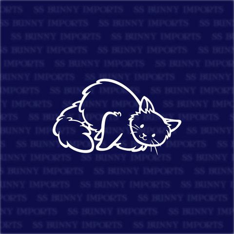 Rolling fluffy cat decal