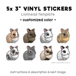 Custom 5x lionhead rabbit vinyl stickers