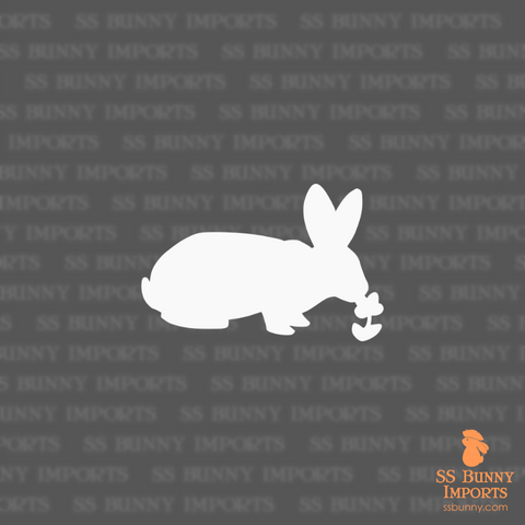 Outside bunny sniffing flower silhouette decal