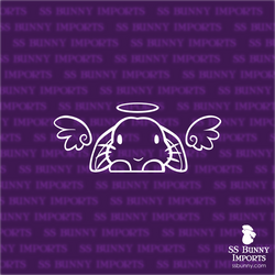 Peeking lop rabbit angel decal - halo, wings