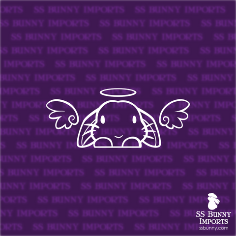 Peeking lop rabbit angel decal - halo, wings