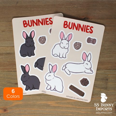 Radar-eared bunnies sticker sheet - large variety