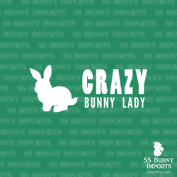 Crazy bunny lady decal, full text