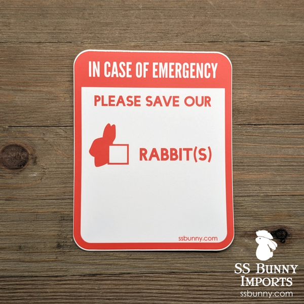Please save our rabbits, in case of emergency sticker